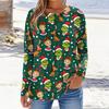 Women's Fashionable Casual Long Sleeve Crewneck Graphic Print Top for Everyday Wear