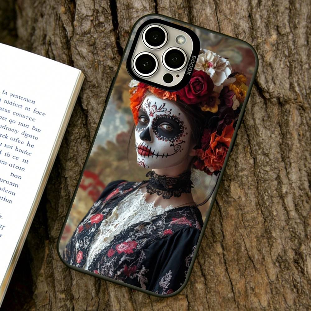 

Day of the Dead Mexican Skull Phone Case For iPhone 17,16,15,14,13,12,11 Plus,Pro Max,XS,Colorful Silver Phone case Funda Cover iPhone16e