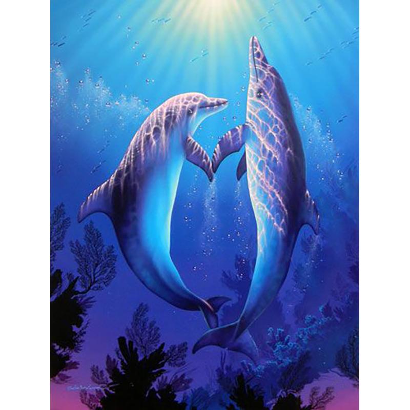 DIY 5D Diamond Painting Dolphin Full Square Drill Animal Diamond Embroidery Pictures of Rhinestones Mosaic Home Decor Art Gift