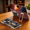 For Honor Magic V6 Genuine Leather Phone Case with Rotating Wrist Strap Stand Magnetic Dual-Axis Electroplated Litchi Texture