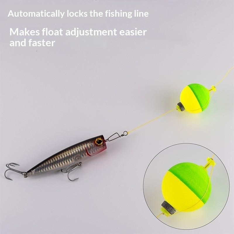 5Pcs Fishing Bobbers Floats Foam Snap On Float Weighted Bobbers Fishing Push Button Snap-On Bobbers Spring Oval Fishing Floats