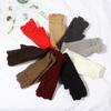 Mitaines élastiques douces sans doigts d'hiver, gants tricotés, chauffe-bras chauds épais