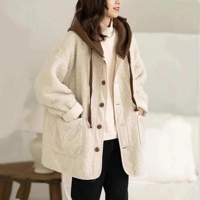 Giacca Corta da Donna Autunno/Inverno con Fodera in Agnello e Pile, Design Elegante, Patchwork, Felpa Ispessita