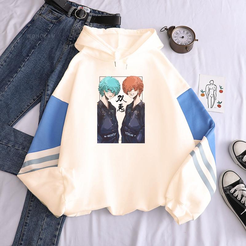 Japanese Anime Tokyo Revengers Harajuku Hoodies Manga Nahoya Kawata And Souya Kawata Twin Brothers Long Sleeve Sweatshirts
