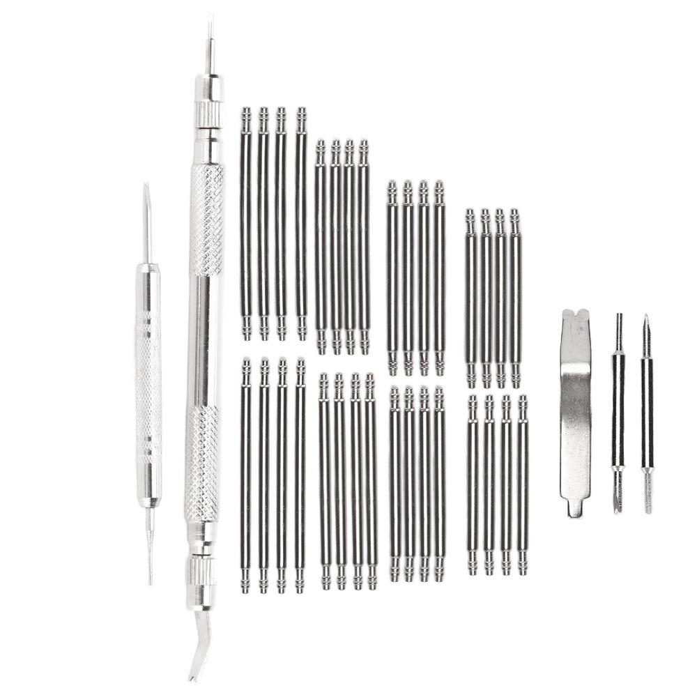 37 Pcs Silver Watch Repair Tool Kit Alloy Spring Bar Tool Set Band Adjustment