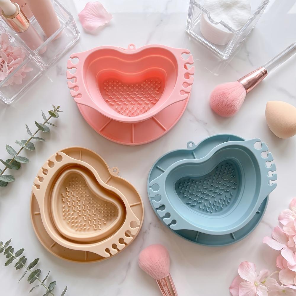 Heart-Shaped Drying Rack & Storage Tray with Textured Base Portable Washing Mat for Travel