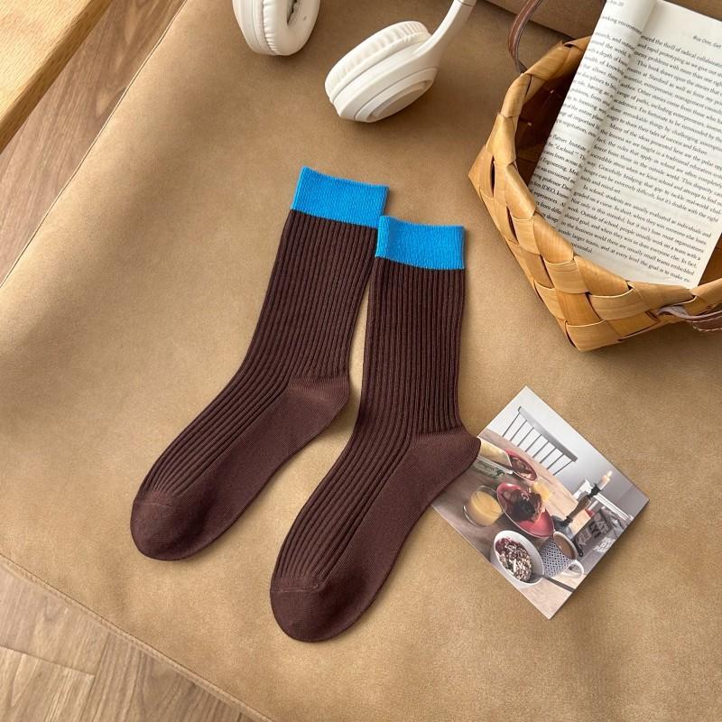 

Цветные носки для женщин, носки средней длины с махрой, вертикальные полоски, простые и универсальные, повседневные женские хлопковые носки для осени и зимы 1 pair