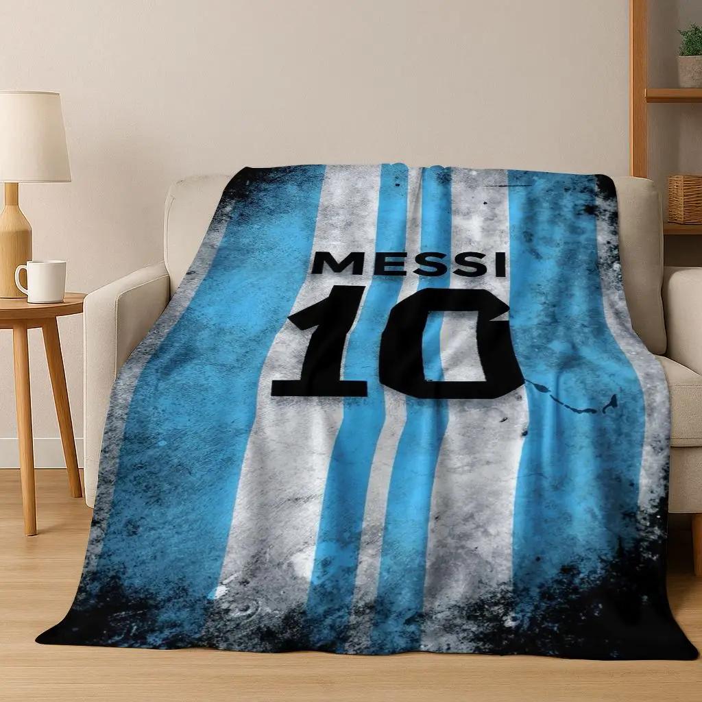 Coperta in Flanella con Disegno Animato M-Messi Capra Stella del Calcio, Coperta Morbida e Accogliente per Casa Camera da Letto Letto Divano Coperta da Picnic