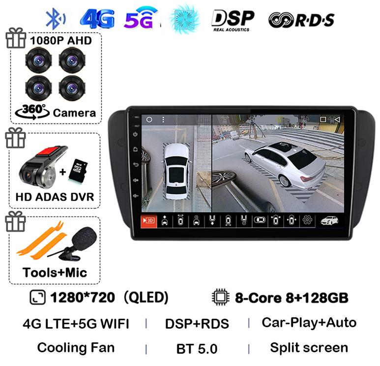 Android 14 Carplay Auto Car Radio For Seat Ibiza 6j 2009 2010 2012 2013 2014 2015 MK4 FR GPS Audio Multimedia WIFI+4G Player DSP