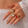 Stainless Steel Square Crystal Ring Zircon Exaggerated Ring  Gift for Girlfriend