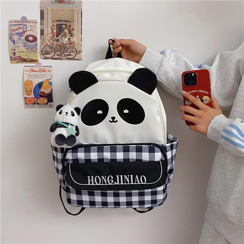 Schoolbag Cute Panda Bag Cartoon Backpack Ins Girl Soft Sister Mini Backpack College Student Class Big Schoolbag Female