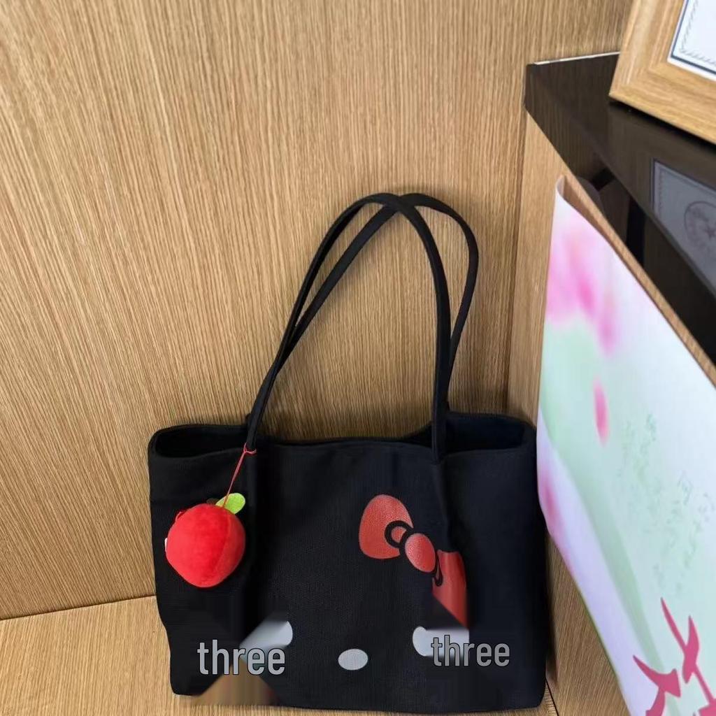 Large Capacity Hello Kitty Canvas Tote & Crossbody Bag - Cute Student & Commuter Handbag