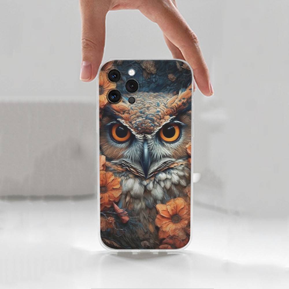 Cute C-Colorful Owl B-Bird Case For iPhone X,XS,SE,12,15,Pro,17,Plus,11,Max,13,XR,14,16,Mini,Transparent Soft Cover