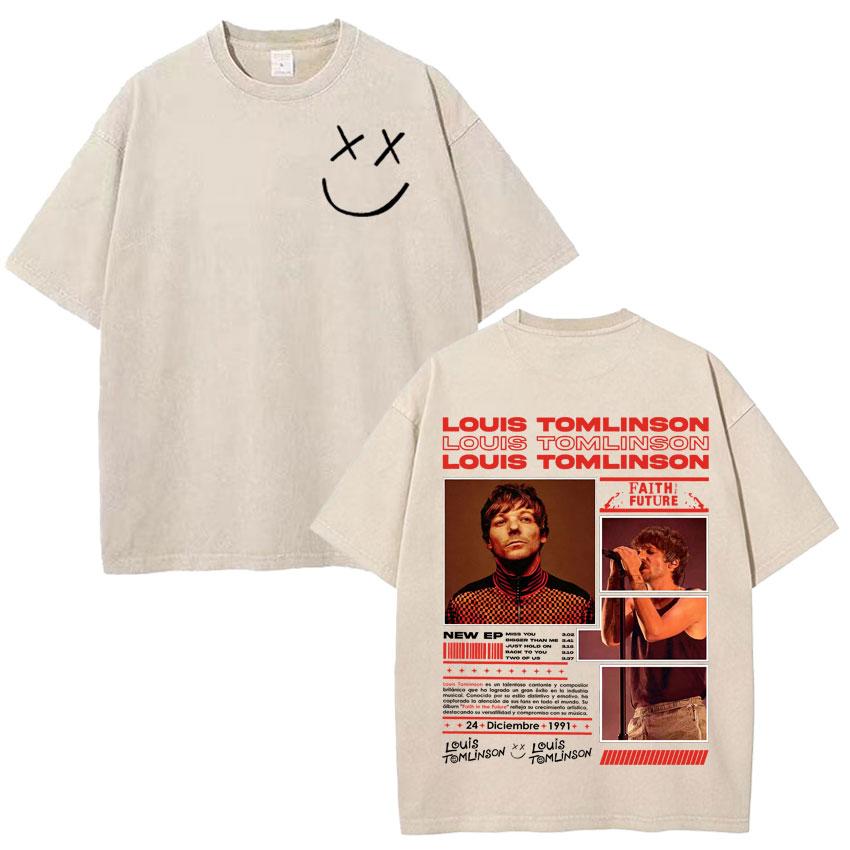 How Did I Get Here Vintage Washed TShirt Singer Louis Tomlinson Album Print Unisexs Cotton Tee Shirt Tide Short Sleeve Fans Gift