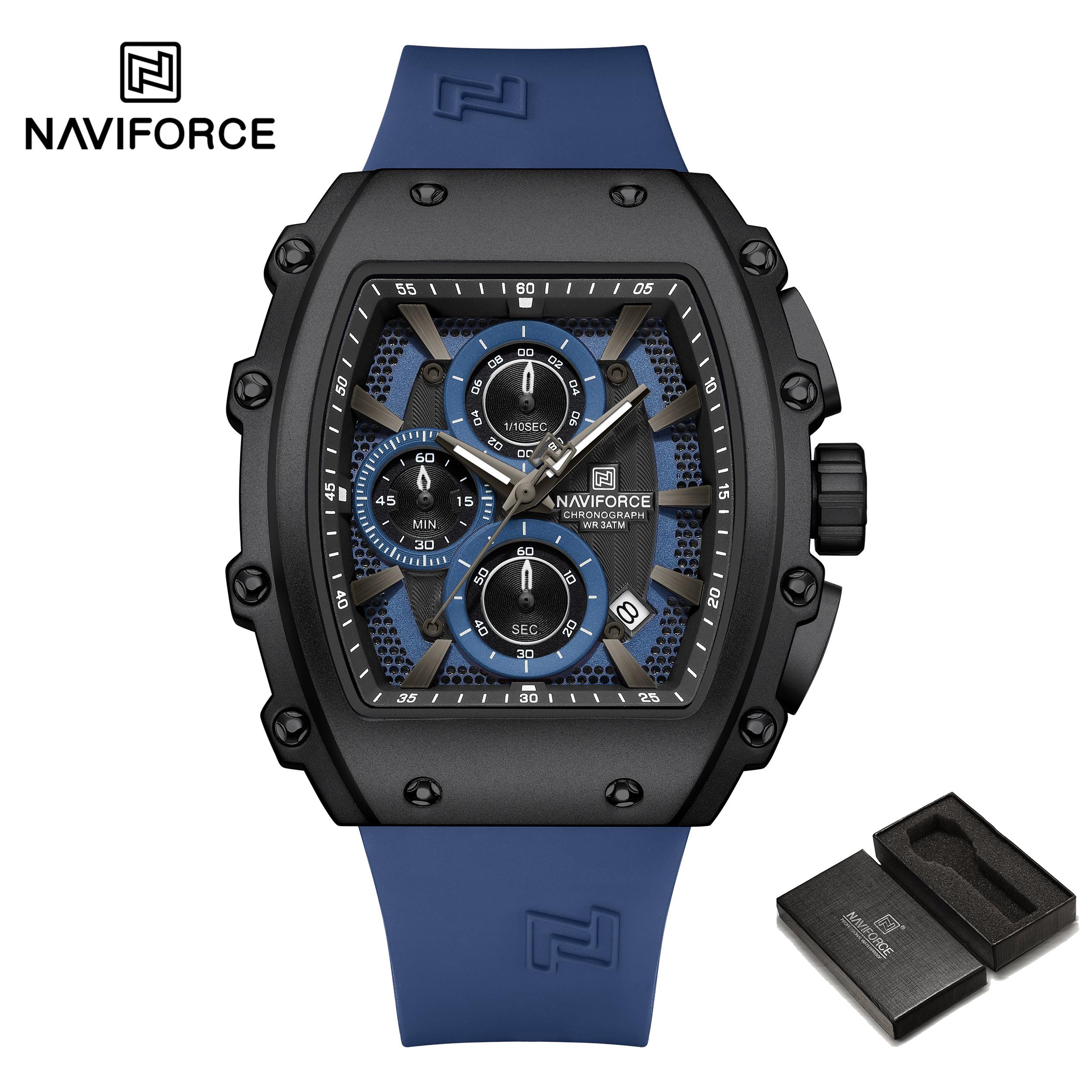 

Чоловічий хронограф годинник NAVIFORCE Кварцовий механізм Водонепроникний Люмінесцентні стрілки Спортивний Модний Чоловічий годинник NF8070 синій