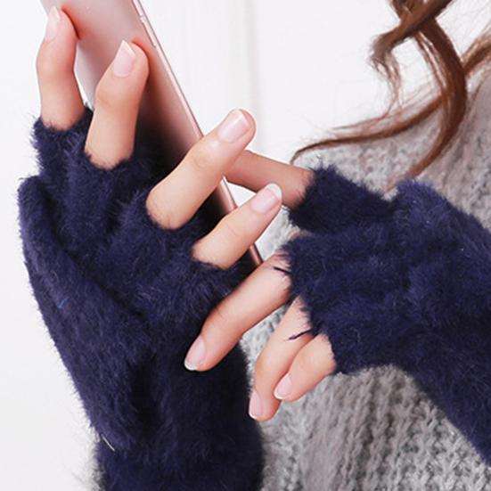 1 Pair Women Fingerless Gloves Warm Thick Winter Convertible Flip