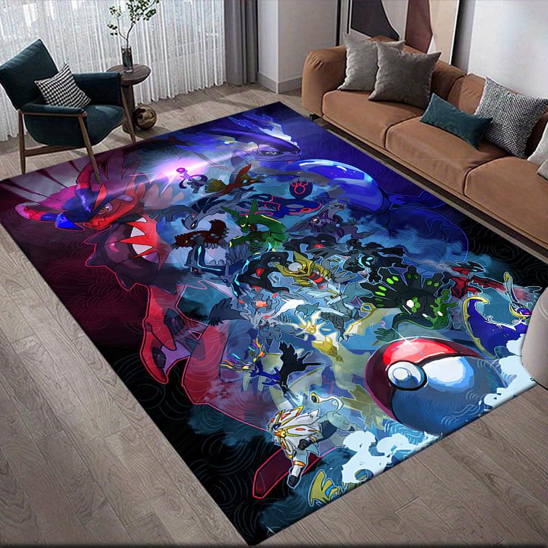 Pokémon Fantasy Anti-Slip Rug, Rectangular Carpet for Living Room, Bedroom & Game Zone, Stylish Home Decor