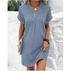 Abiti casual a vita alta con scollo a V a maniche corte con stampa tinta unita primavera estate moda donna