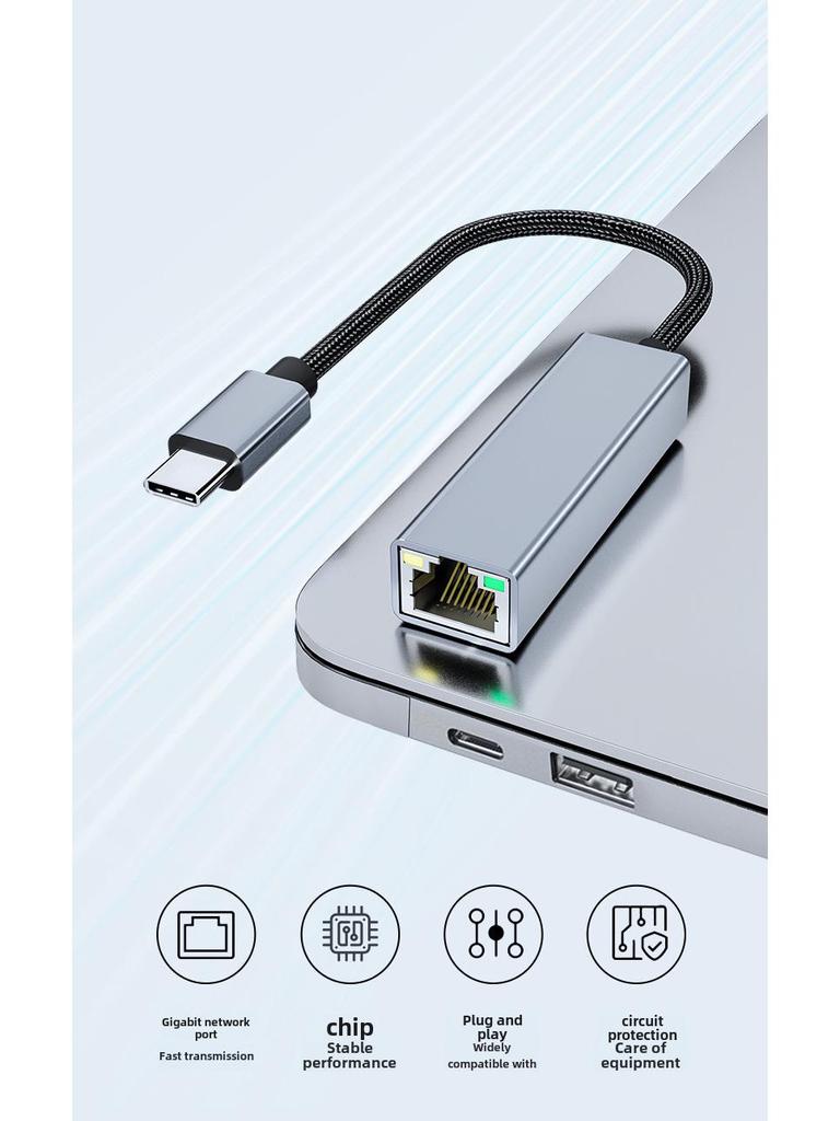 USB To Ethernet Adapter, Type-C Gigabit Network Card for Tablets & Phones