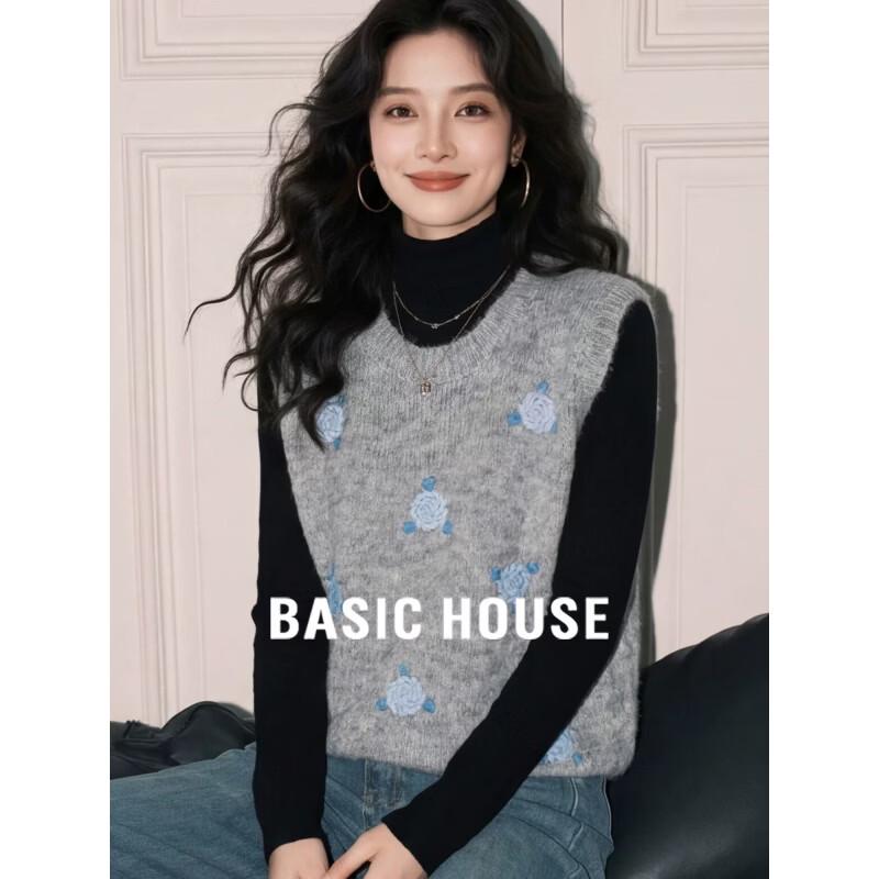 Basic House Women s Jacquard Knit Vest L