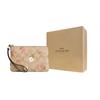 Coach Corner Zip 16 Floral Print Logo Coated Canvas And Leather Clutch Bag Small Women Clutch Bag Gold Light-Khaki Chalk CR973-IMOTV