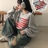 The Pink Men S American Flag Crack Printing SweatShirt