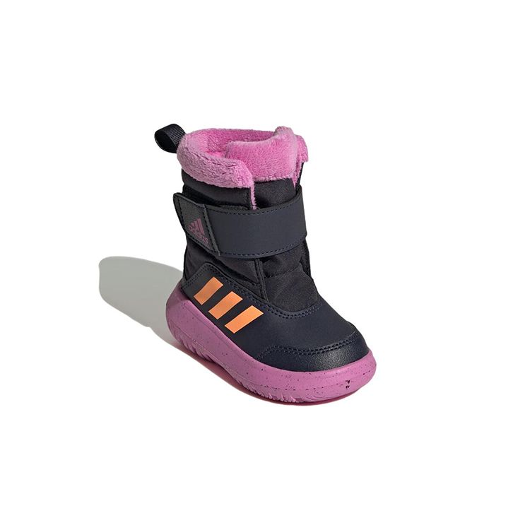 Adidas Winterplay Non-Slip Durable Warm High-Top Walking Shoes Baby Shoes Black Purple GZ6799