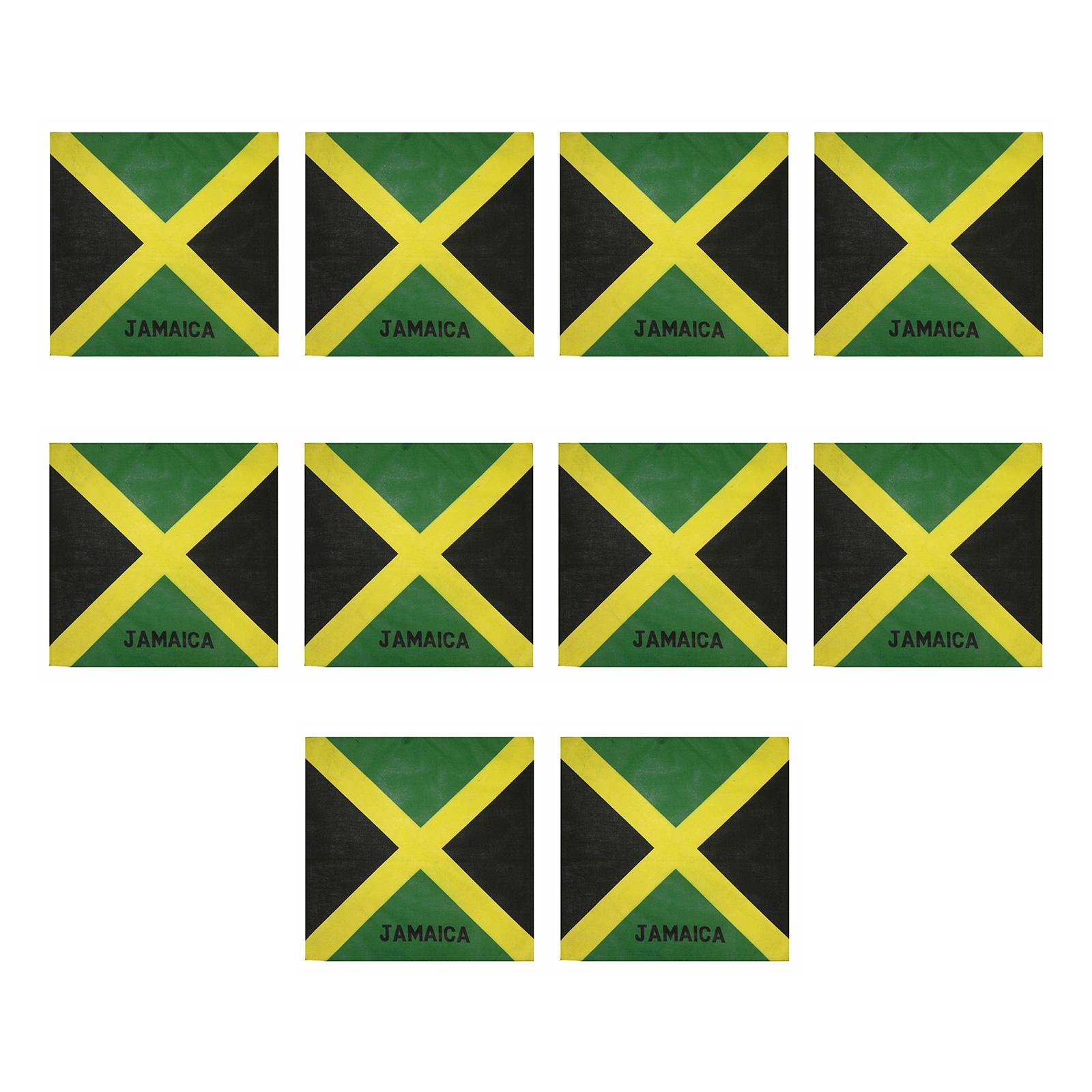 

10Pcs Stylish Hip Hop Dance Bandana Scarf For Men Women Kids Breathable Cotton Headwear Jamaica Flag Pattern Headwear 1