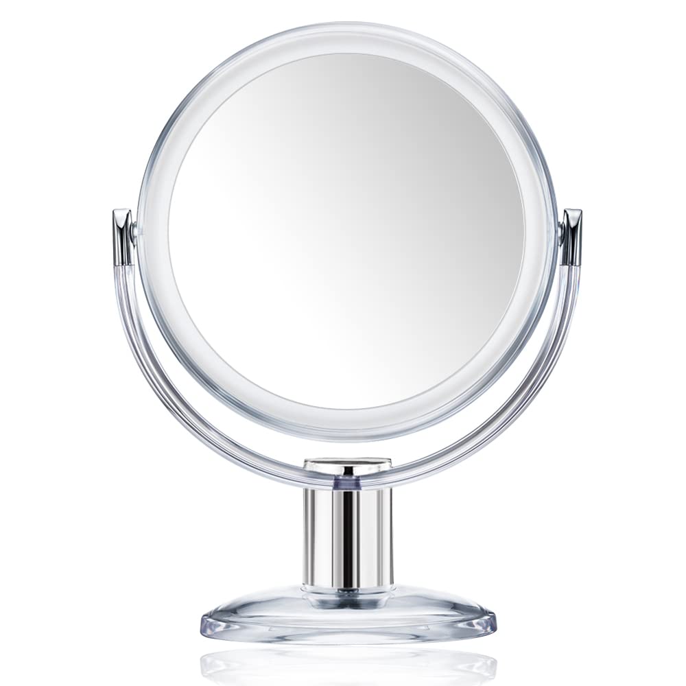 

Gotofine Stand Tabletop 10x and 1x Acrylic Round Shape Mirror, Mirror, Double-Sided Mirror, Magnification, Transparent, Resin, Stylish,