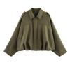 European and American Women's Fashionable Bomber Jacket with Batwing Sleeves and Zipper - Casual 2025 Style.