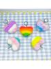 Cute Personalization Color Heart Shaped Fluff Pompomy Keychain Pendant Car Backpack Accessories Key Ring Boys and Girls Gift