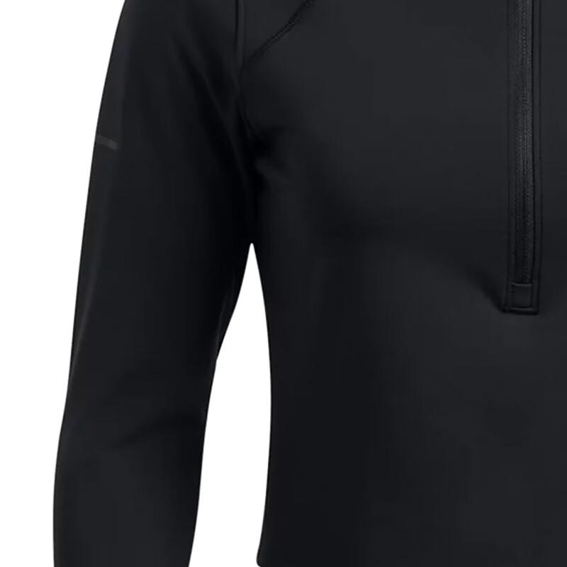Under Armour Training Fitness Running Mock Neck Solid Pullover Slim Fit Long Sleeve Crop T-Shirt Women Tops Black 1386338-001