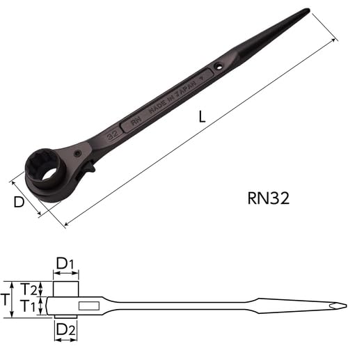 Super Single-Ended Ratchet Wrench (Claw Type) Hexagonal Width: 26 RN26
