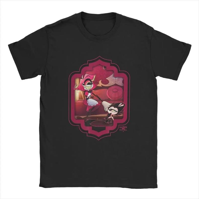 Herren Hazbin T-Shirt Hotels Adam Casual 100% Baumwoll-Tees Kurzarm Anime Actionfigur Cartoon T-Shirts O-Ausschnitt Kleidung Shirts