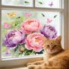 Creative Peony Butterfly Static Cling Window Glass Film Sticker for Bedroom Living Room Balcony Study Home Decor