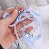 Bag Pendant Balletcore Keychain Pearl Phone Pendant Plaid Ribbon Bow Key Chain  Backpack Decor