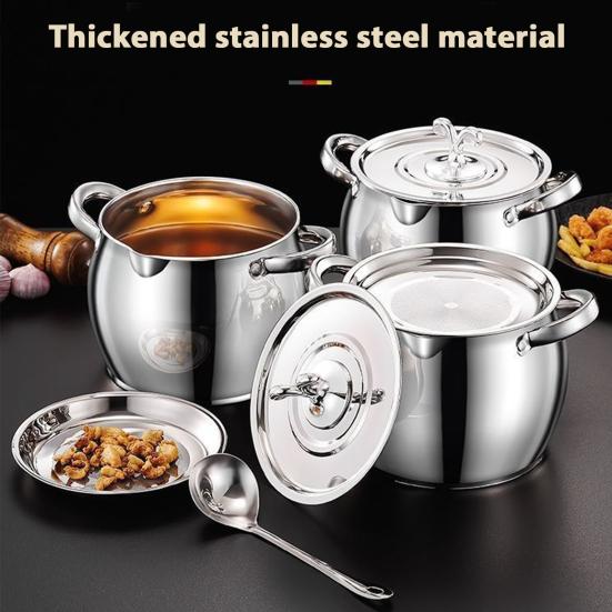 Yousheng Bacon Grease Container Stainless Steel Oil Pot with Filter And Lid Dual Handle Lard Pot Kitchen Oil Storage Jar