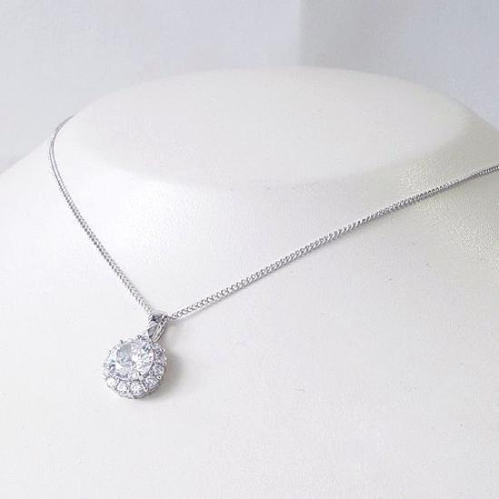 [La tua e la Mia Scatola dei Gioielli] Argento Grande Zircone Cubico (Cubic Zirconia) Collana con Ciondolo da 2,0 Carati 14204 [Gioielli] [Confezione Regalo]