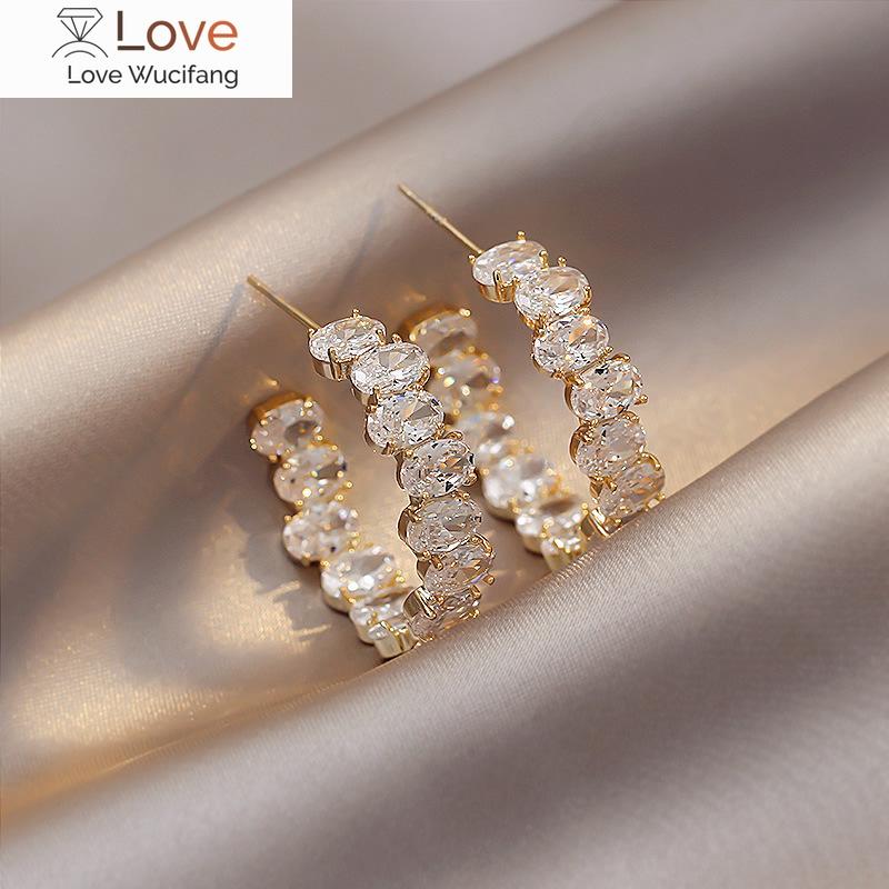 

Серьги в форме буквы C из высококачественного циркония, темпераментные, новые модные ювелирные изделия, нежные круглые серьги, оптовая продажа