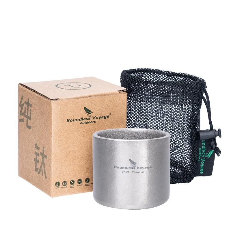 Titanium Double Wall Insulated Tea Cup 75ml Lightweight Heat Resistant Travel Mug Gongfu Coffee Beer
