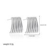 Vintage Stainless Steel Trapezoid Square Wing Geometric Stud Earrings for Women Gold Plated Striped Pleated Texture Jewelry