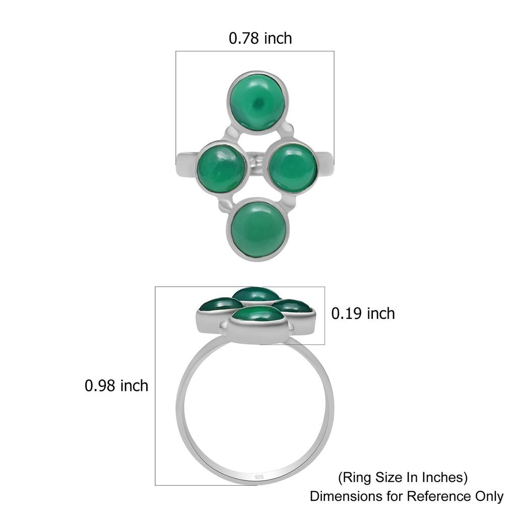 6X6 Mm Natural Green Onyx Gemstone 925 Sterling Silver Handmade Round Shape Gemstone Ring For Women & Girls