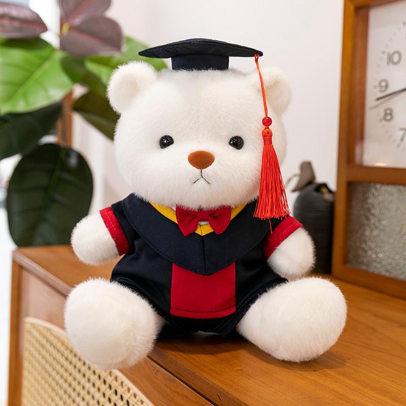 30cm High Quality Graduation Dr.Bear Plush Toy Cute Teddy Bear Soft Doll Boys Girls Students Graduation Gift Can Change Posture
