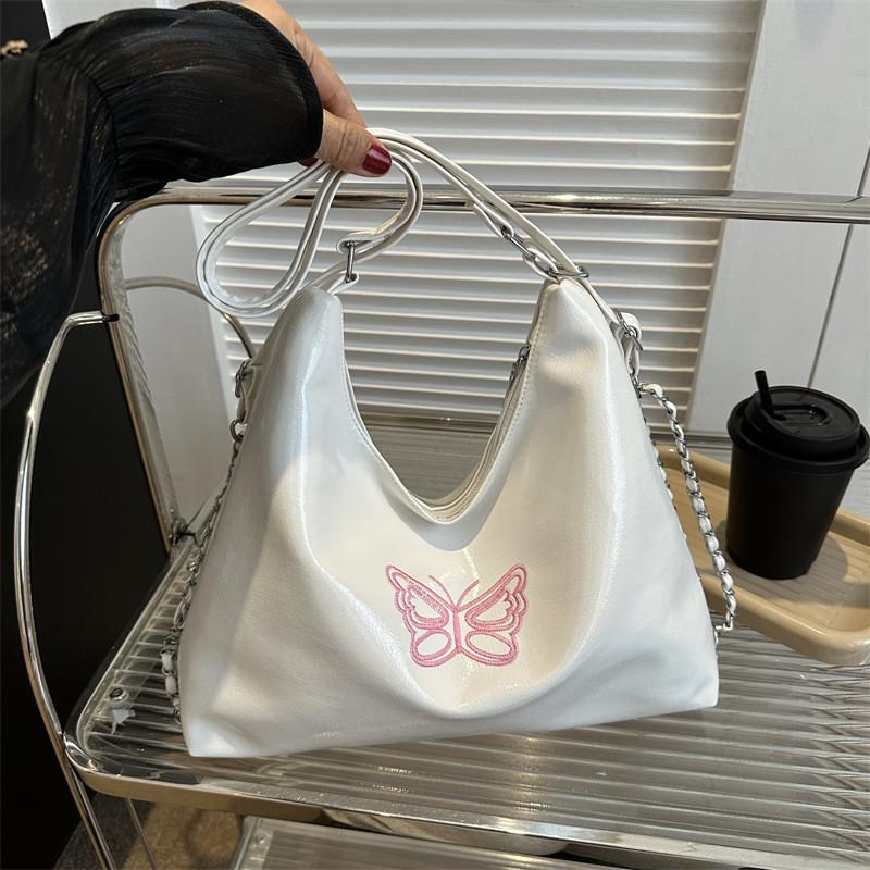 Stylish Large Capacity Tote Bag For Women Fashionable Simple Handbag Chain Design белый