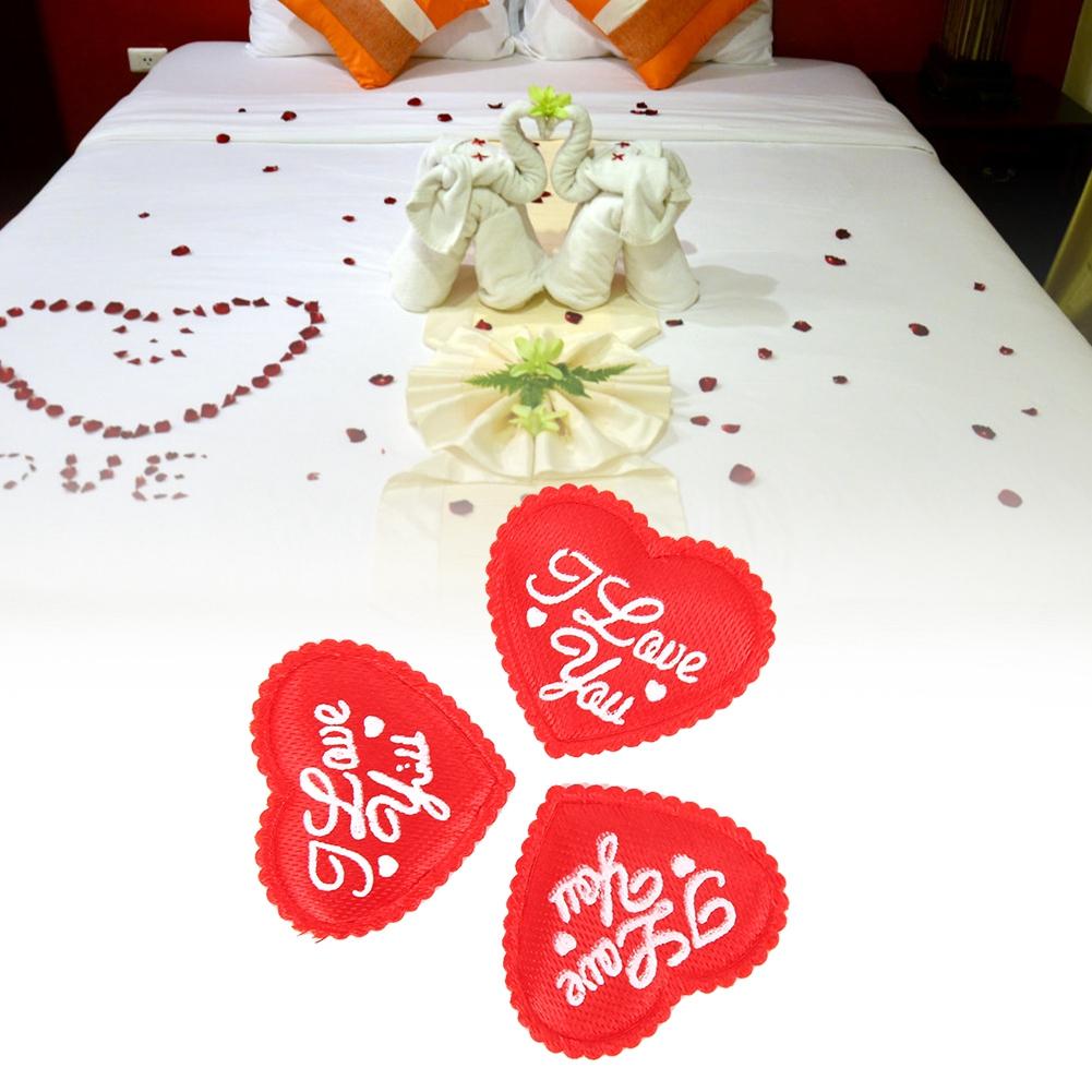 100 Stück Beutel Polyester Schwamm Herzform Deko Valentinstag Hochzeitsfeier Dekoration Ornament(rot )