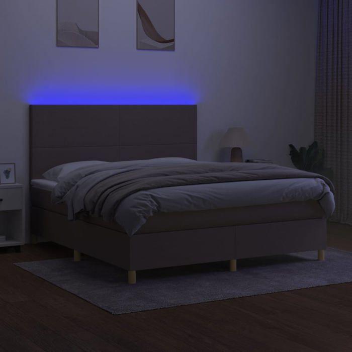 Maison Exclusive - Sommier à lattes de lit et matelas et LED Taupe 160x200cm Tissu