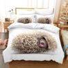 Hedgehog Duvet Cover King/Queen Size,Cute Brown Hedgehog Pattern Print Quilt Cover for Kids Girls Boy,animal Theme Bedding,green