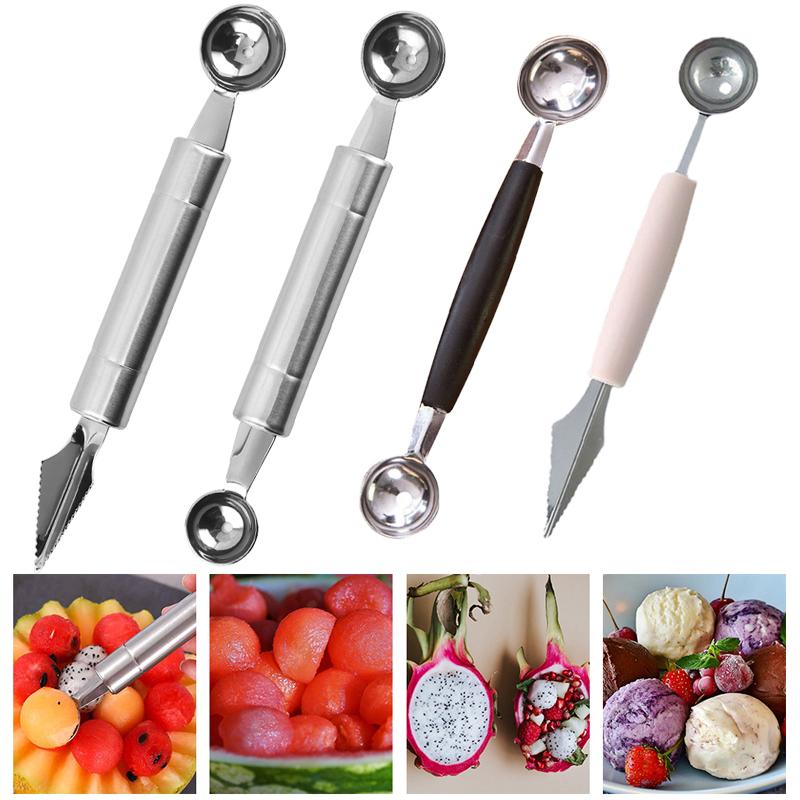 Fruit Spoon Digging Double Headed Stainless Steel Portable Multifunctional Melon Baller Scoop DIY Fruit Platter Ball Tool TMZ 4