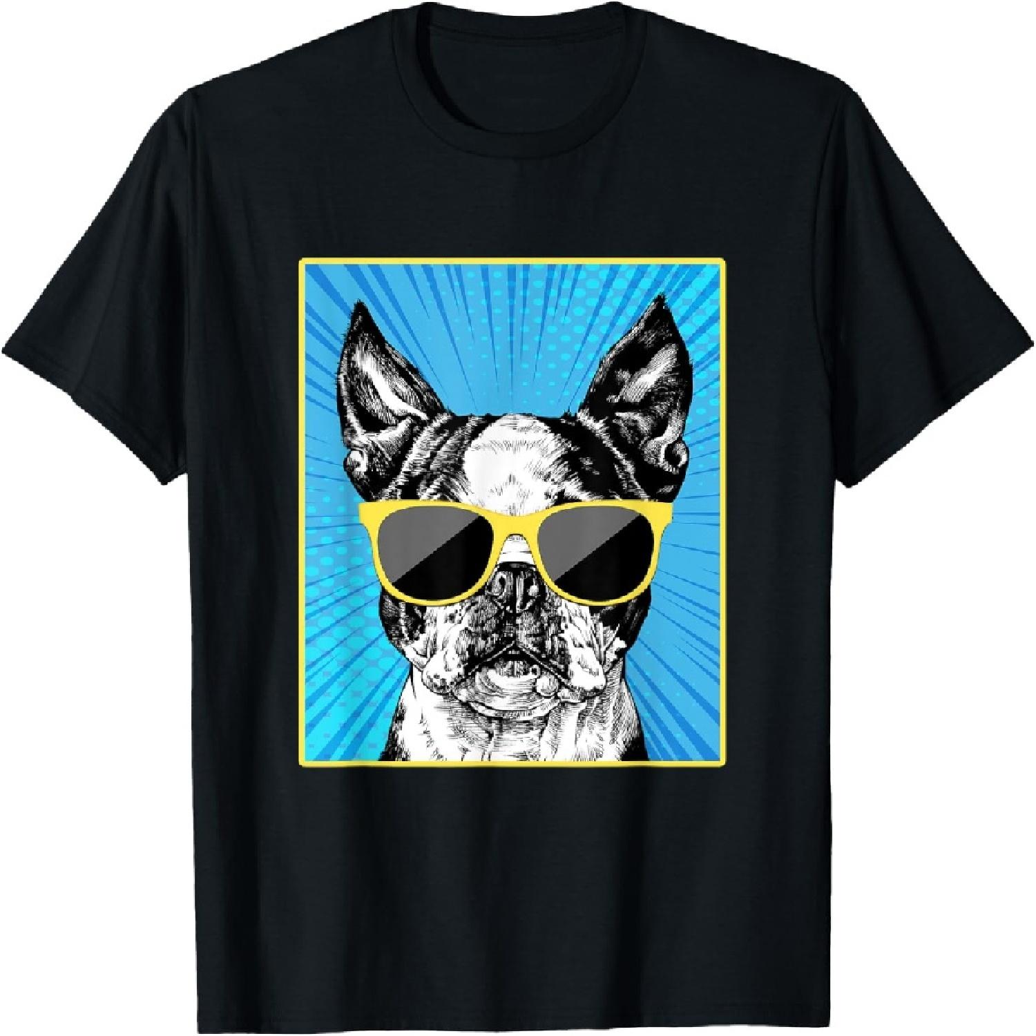 Boston Terrier Portrait Pop Art Bostie Dog Lovers T-Shirt S