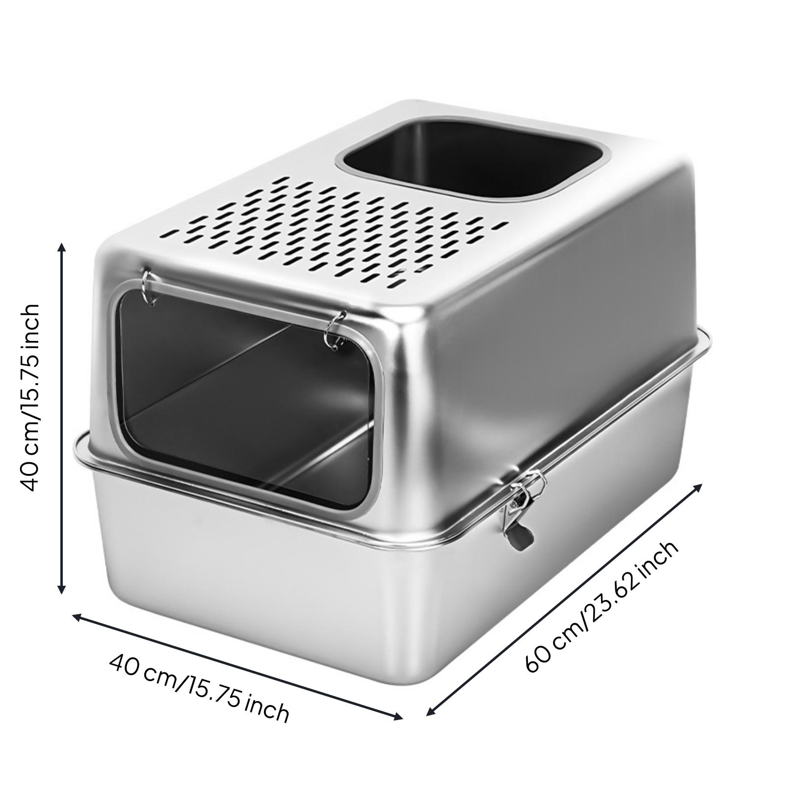 Enclosed Cat Litter Box Scratch-Resistant Stainless